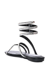 AZALEA WANG LAKEWOOD EMBELLISHED FLAT SANDAL IN BLACK