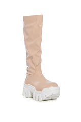 AZALEA WANG LYRICA NUDE PU CHUNKY BOOT