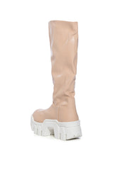 AZALEA WANG LYRICA NUDE PU CHUNKY BOOT