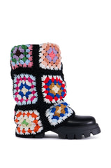 AZALEA WANG MACKENNA BLACK CROCHET BOOTIE