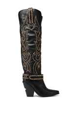 AZALEA WANG MAITIA BLACK EMBELLISHED WESTERN BOOT