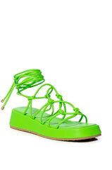 AZALEA WANG NATACHA FLAT STRAP SANDAL IN GREEN