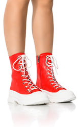 AZALEA WANG SOUTH RED HIGH TOP SNEAKER