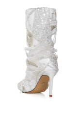 AZALEA WANG NEW MUSE WHITE SEQUIN EMBELLISHED BOOTIE