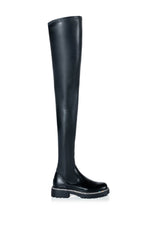 AZALEA WANG NEW RULES THIGH HIGH STRETCH BOOT WITH 4 WAY STRETCH IN BLACK