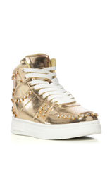 AZALEA WANG NIMBUS GOLD EMBELLISHED HIGH TOP SNEAKER