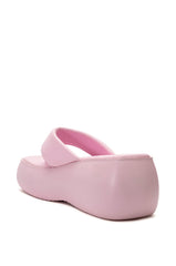 AZALEA WANG ODETTE PU FLATFROM SANDAL IN BABY PINK