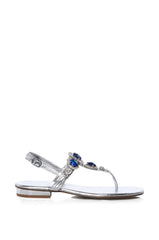 AZALEA WANG OKI EMBELLISHED SANDAL IN SILVER