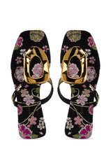 AZALEA WANG PACCHERI BLACK BROCADE SANDAL