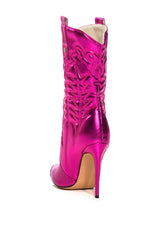 AZALEA WANG PASSION METALLIC STILETTO BOOT IN FUCHSIA