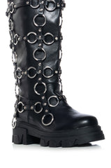 AZALEA WANG RAIMO BLACK SILVER HARDWARE BOOT
