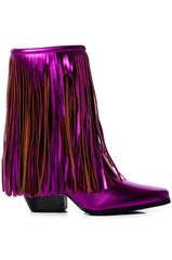AZALEA WANG SCARLETT METALLIC CHUNKY BOOTIE IN FUCHSIA
