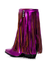 AZALEA WANG SCARLETT METALLIC CHUNKY BOOTIE IN FUCHSIA