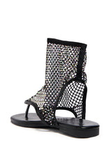 AZALEA WANG SHOSHONE BLACK MESH SANDAL