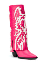 AZALEA WANG SIMPLY BELOW THE KNEE WESTERN BOOTIE IN PINK