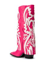 AZALEA WANG SIMPLY BELOW THE KNEE WESTERN BOOTIE IN PINK