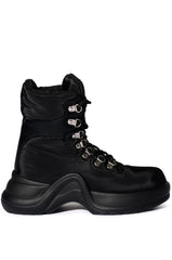 AZALEA WANG SKYLAR EDGY LACE UP BOOTIE IN BLACK