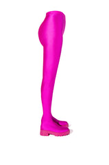 AZALEA WANG STAR STRETCH FLATFORM PANT BOOT IN FUCHSIA