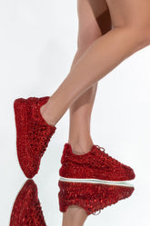 AZALEA WANG STOP AND STARE FLAT SNEAKER IN RED