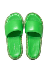 AZALEA WANG SWITZERLAND EMBELLISHED FLATFORM FLAT IN GREEN