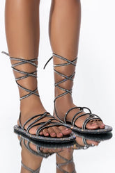 AZALEA WANG SWITCHING POSITIONS FOR YOU FLAT SANDAL IN BLACK