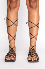 AZALEA WANG TAKE ME ON A VACATION FLAT SANDAL IN BLACK