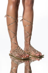 AZALEA WANG TAKE ME ON A VACATION FLAT SANDAL IN GOLD