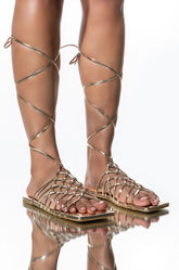 AZALEA WANG TAKE ME ON A VACATION FLAT SANDAL IN GOLD