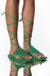 AZALEA WANG TAKE ME ON A VACATION FLAT SANDAL IN GREEN