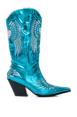AZALEA WANG TEMPLE METALLIC BOOTIE IN BLUE