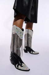 AZALEA WANG TEMPTRESS BLACK EMBELLISHED COWBOY BOOT
