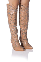 AZALEA WANG TEXAS EMBELLISHED NUDE WESTERN BOOT