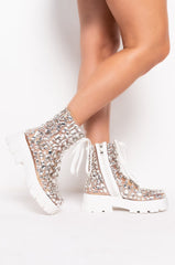 AZALEA WANG THIN ICE FLATFORM BOOTIE IN GLASS