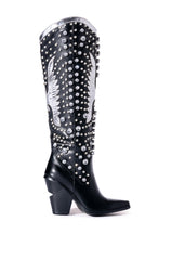 AZALEA WANG UPBEAT EMBELLISHED STILETTO BOOT IN BLACK