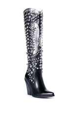 AZALEA WANG UPBEAT EMBELLISHED STILETTO BOOT IN BLACK