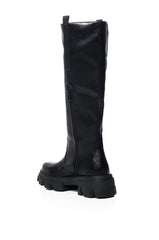 AZALEA WANG VALERIE SLIP ON PINK BOOT IN BLACK