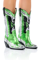 AZALEA WANG WAY METALLIC BOOT IN GREEN