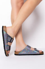 BIRKENSTOCK ARIZONA VEGAN IRIDESCENT MICROFIBER SANDAL
