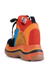 BLUEBERRY LOW COLLAR WEDGE HEEL SNEAKER IN ORANGE