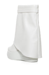 BROOK WHITE PU FOLD OVER BOOTIE