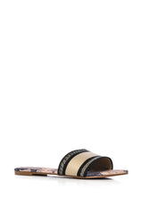 BASTA PRINT DESIGN FLAT SANDAL IN HAZELNUT