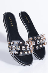 CALL ME HONEY RHINESTONE SANDAL BLACK