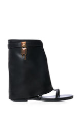 CARAMI BLACK SHEATH SANDAL WITH LOCK