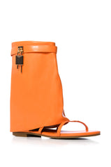CARAMI ORANGE SHEATH SANDAL WITH LOCK