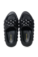 EGOMAR QUILTED DESIGN SLIP ON SANDAL IN BLACK