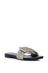 JEFFER BLACK BRAIDED FLAT IN BLACK