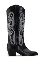 IGGY METALLIC WESTERN STYLE BELOW THE KNEE BOOT IN BLACKWHITE