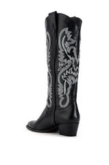 IGGY METALLIC WESTERN STYLE BELOW THE KNEE BOOT IN BLACKWHITE