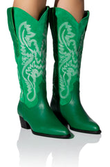 IGGY METALLIC WESTERN STYLE BELOW THE KNEE BOOT IN GREEN