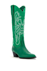 IGGY METALLIC WESTERN STYLE BELOW THE KNEE BOOT IN GREEN